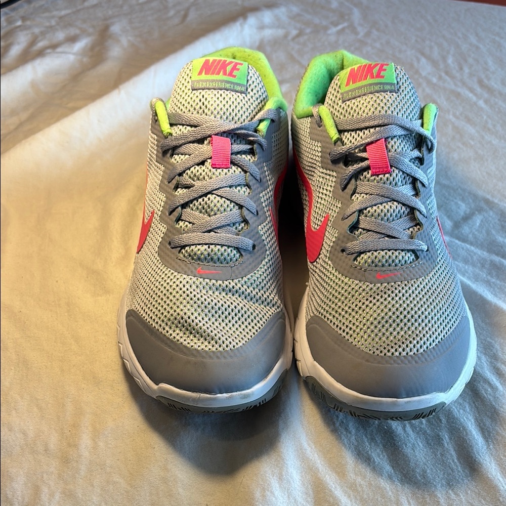 Nike Gray and Pink Sneakers with Breathable Mesh Design